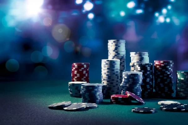 Poker bankroll management screen showing chip stacks
